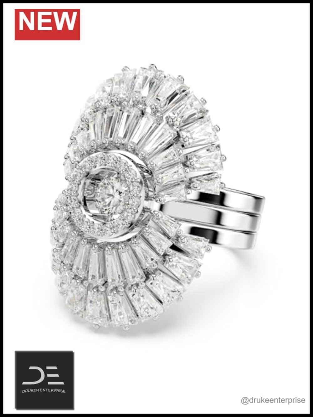 3-Piece Stackable Rhodium Finished Ring Set with Crystals